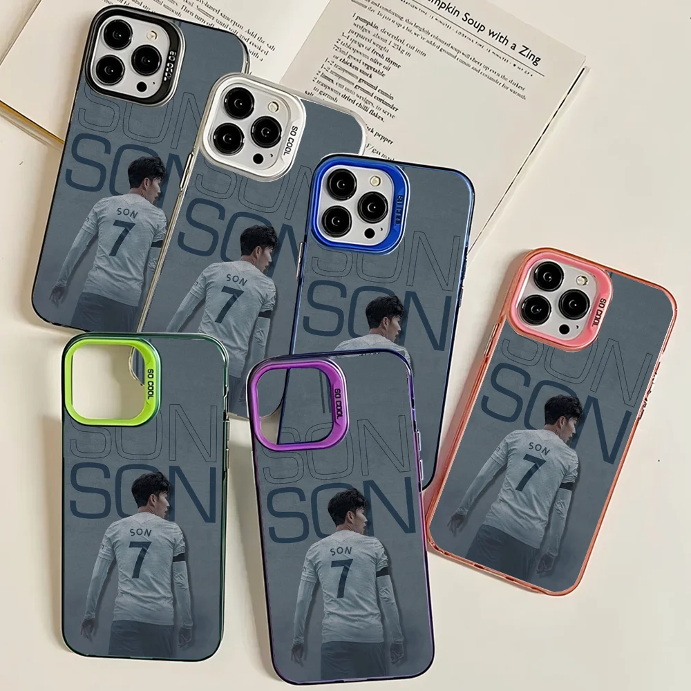 Korea S-Son H-Heung-mins-S Football Phone Case Phone Case IMD Color Silver Shell For IPhone 16 15 14 13 12 11 Pro Max Plus