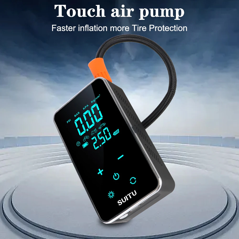 Wireless Tire Inflatable Pump Mounted Motorcycle Bicycle Ball Car Electrical Air Pump LCD Display Inflator Compressor Portable