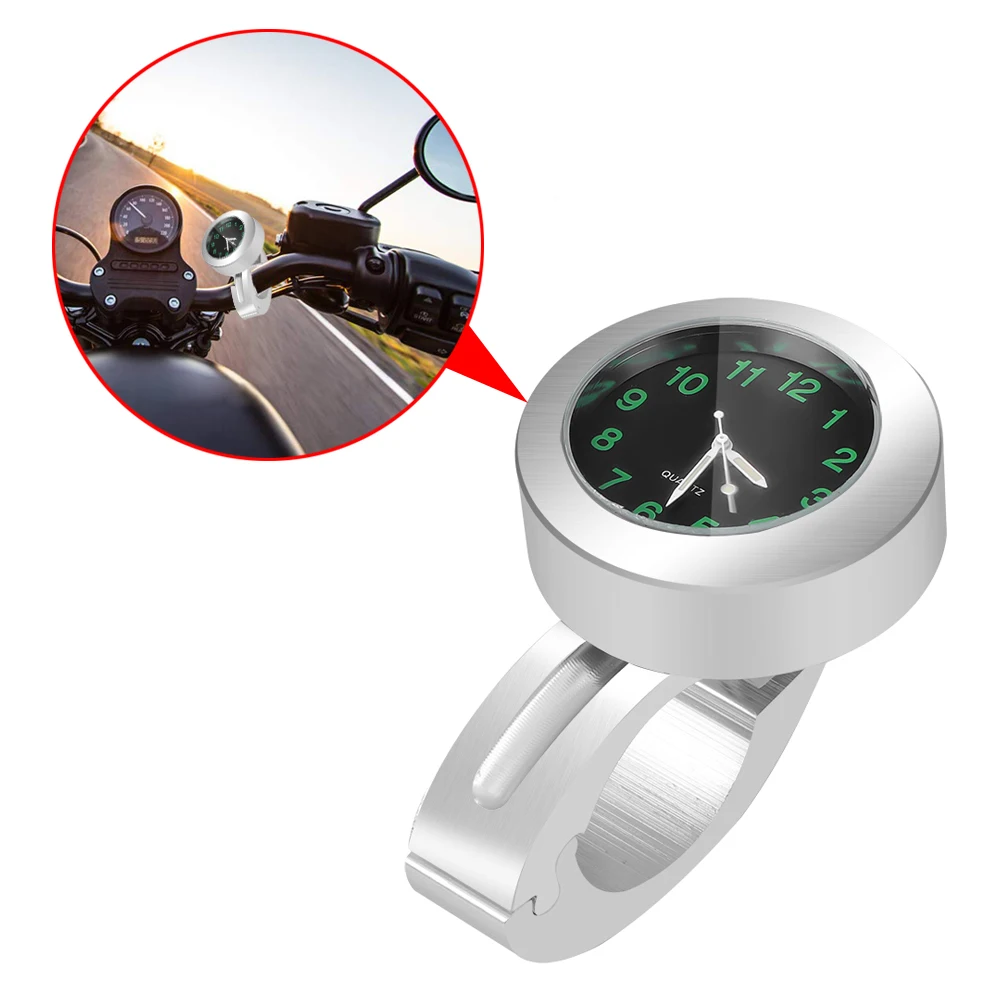Motorcycle Handlebar Clock Durable Stainless Steel Refit Night Vision Waterproof Shockproof Buckle Watch For Motobike Bicycle image 2