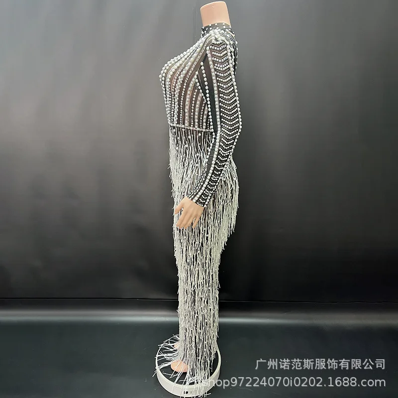 패션 블랙 라인스톤 메쉬 탄성 플러스 사이즈 드레스 연회 사회자 이브닝 드레스 모델 캣워크 우아한 여성 의상