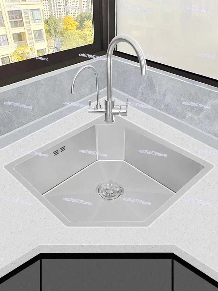 

Household Gold Steel Nano Handmade Corner Sink, Kitchen Corner Washbasin, Irregular Shaped Sink