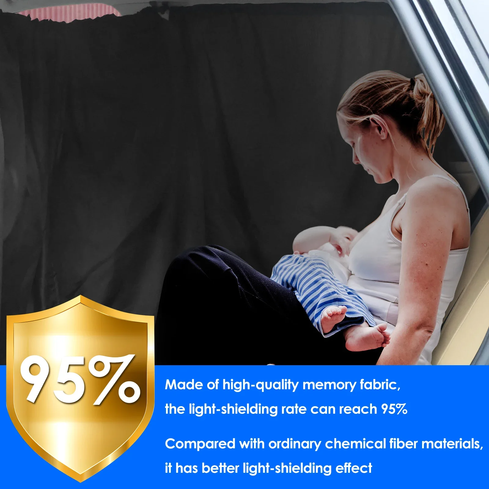 3PCS Car Window Shades Privacy Divider Car Curtains for Sedan SUV Car Camping Sleeping Baby UV Privacy Protection Window Covers