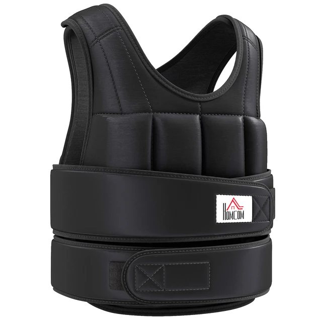 HOMCOM 20kg Weighted Vest, Adjustable Running Weight Vest with 38 Weight Bags for Men or Women Cardio Exercise, Black 1