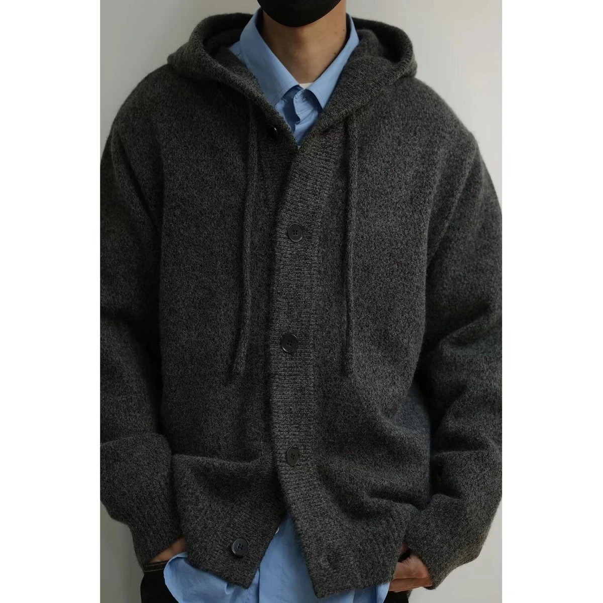 

Men's Knitted Sweater Thiened Autumn Winter Large Size Loose Fit Stand Collar Trendy Zipper Cardigan Long Sve Ne