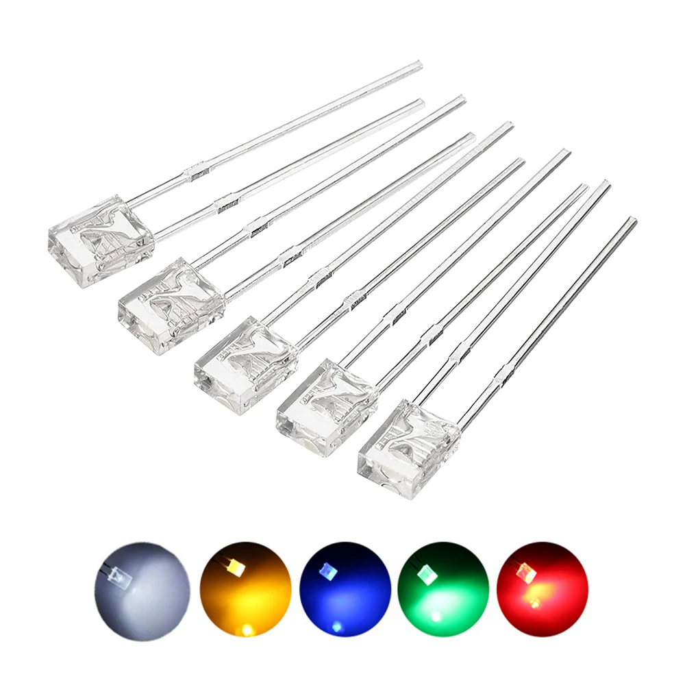 100Pcs 2x3x4 LED Diode Lights 234 Transparent Multicolor Bright Lighting Bulb Lamps Electronics Components Light Emitting Diodes