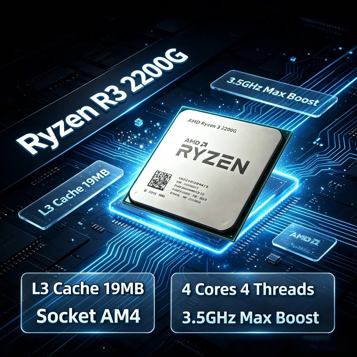AMD Ryzen 3 2200G Quad-Core Quad-Thread CPU Used R3 2200G 3.5GHz Socket AM4 Desktop Processor Gaming CPU DDR4