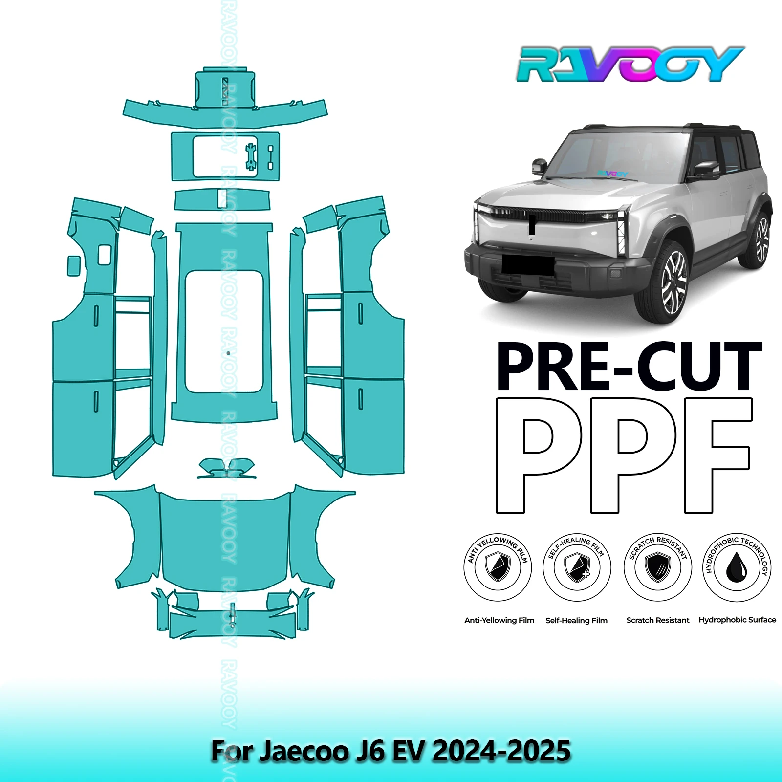 

Full Vehicle Clear Bra Precut PPF Paint Protection Film For Jaecoo J6 EV 2024-2025
