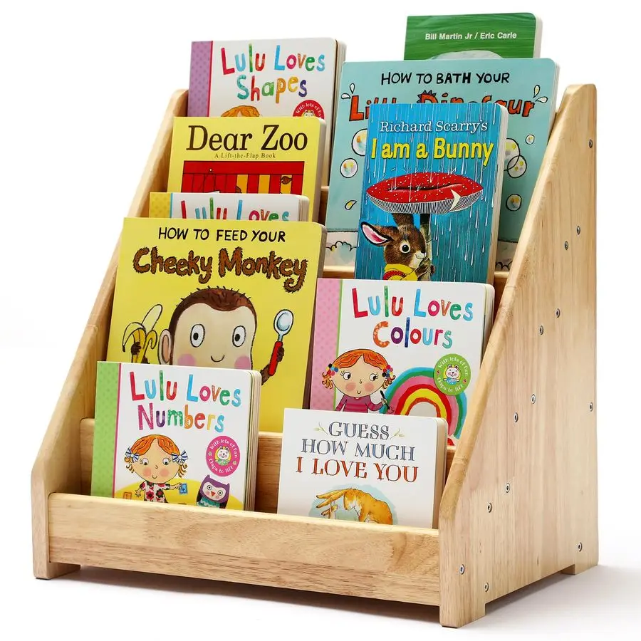 

Детская деревянная 5-ярусная книжная полка Nuoex Montessori для малышей от 1 года до 5 лет, с фронтальной установкой книг и меловой доской, для спальни