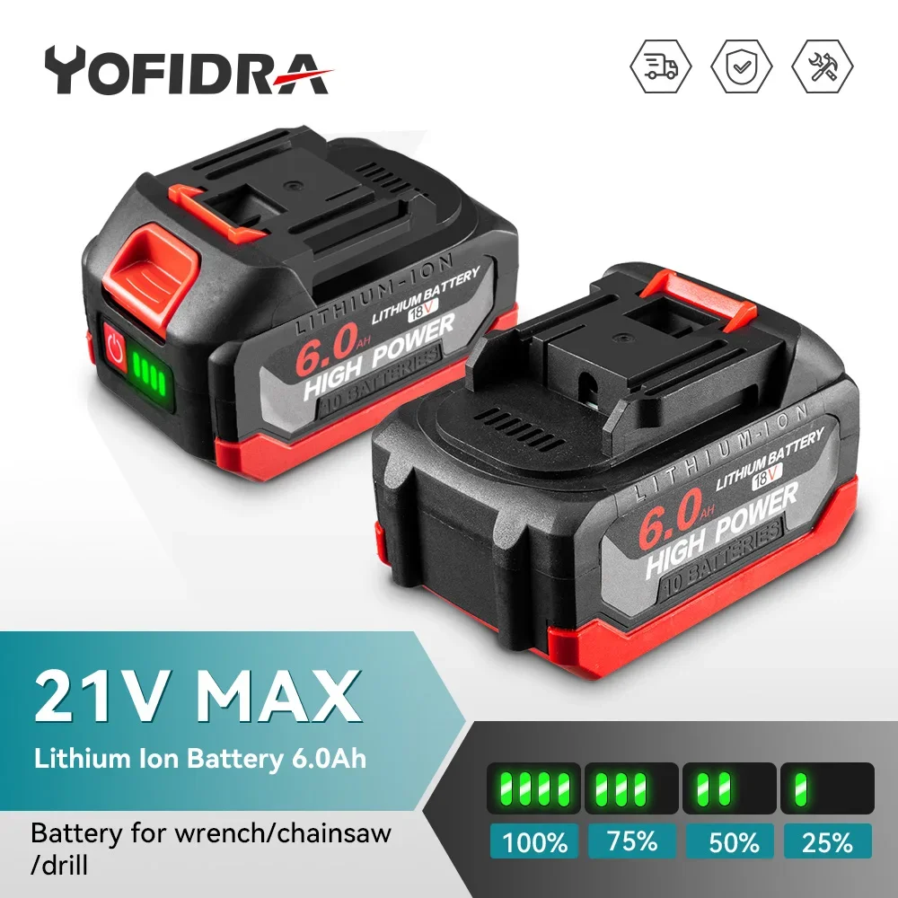 Batteria ricaricabile agli ioni di litio di ricambio 18V 6.0Ah con indicatore LED ad alta capacità per batteria per utensili elettrici Makita