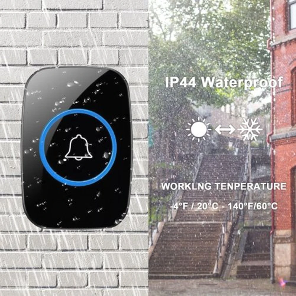 Office Buildings For Home Factories Push Button Transmitter With 1 Plug-in Receiver Wireless Doorbell 300m Remote 60 Music