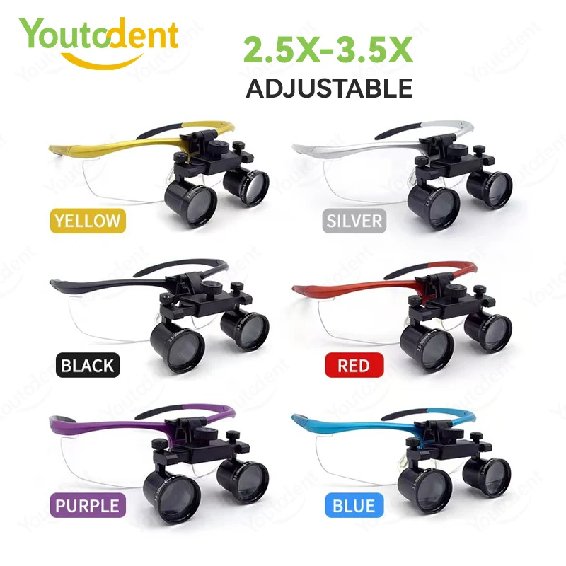 Youtodent Dental Loupes 2.5X-3.5X Adjustable Binocular Surgical Magnifier Glasses Lightweight Medical Magnifying Loupes