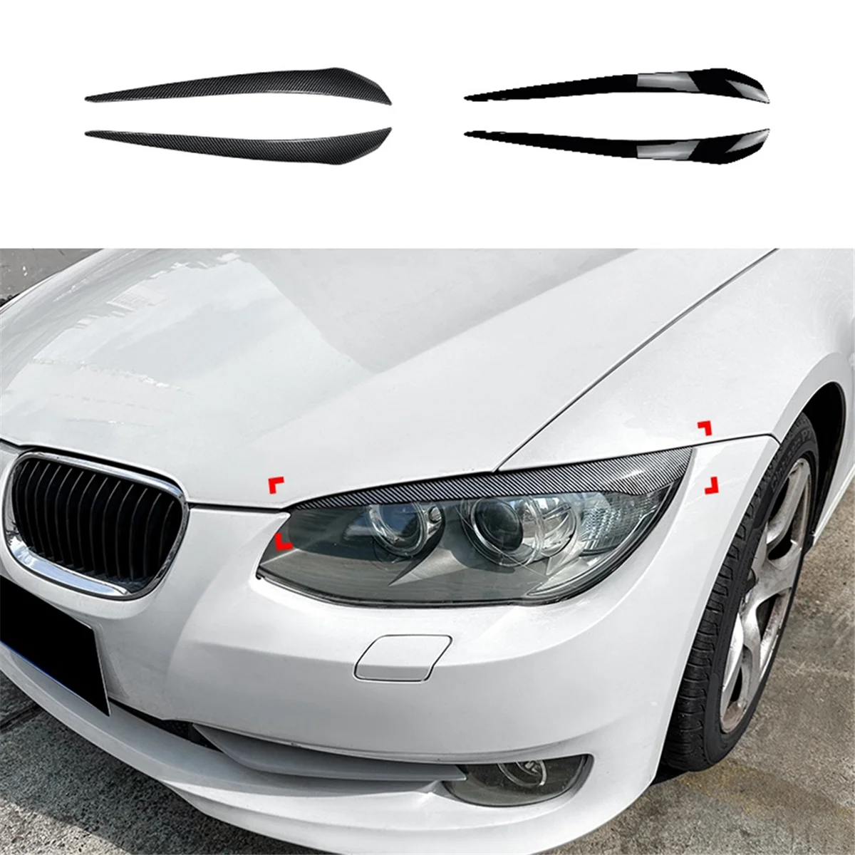 Car Carbon Fiber Headlight Eyebrow Sticker Cover Trim for BMW E92 E93 LCI 2010-2012 Car Accessories