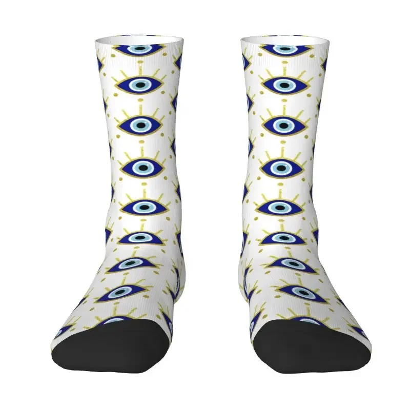 Y2K Fashion Printed Mediterranean Evil Eye Protection For Men Women Stretch Summer Autumn Winter Spiritual Amulet Crew Socks