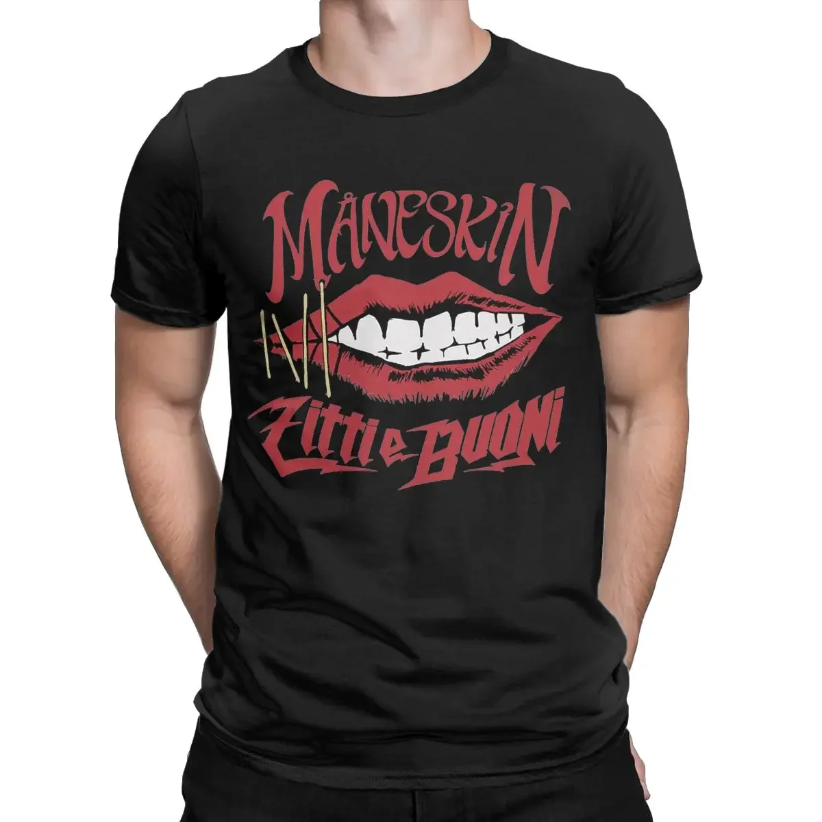 Rock Band Maneskin T Shirt for Men Pure Cotton Funny T-Shirt O Neck Tee Shirt Short Sleeve Clothing Gift Idea