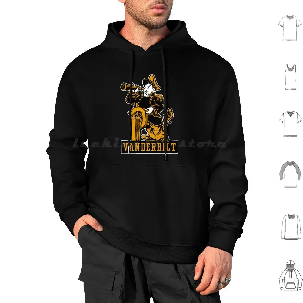 Commodores Vintage Mascot Logo Hoodies Long Sleeve Commodores Alumni Athletics Basketball Football Logo Mascot Nashville