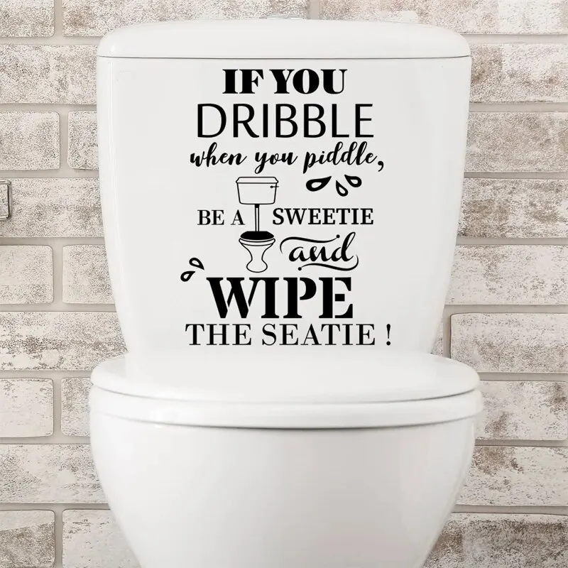 Toilet Sticker, Clean Pee Prompt Language, Little Man Toilet Seat Cover Sticker, Self-adhesive Wall Sticker, Bathroom Decoration