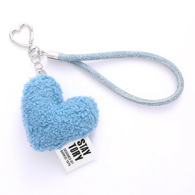 Autumn and winter new plush love bag pendant mobile phone case keychain accessories colored peach heart mobile phone lanyard