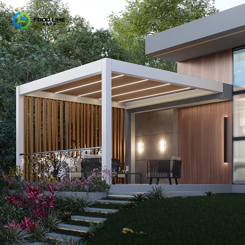 Motorized Adjustable Louvered Aluminum Pergola Powder Coated for Garden Outdoor Use Custom
