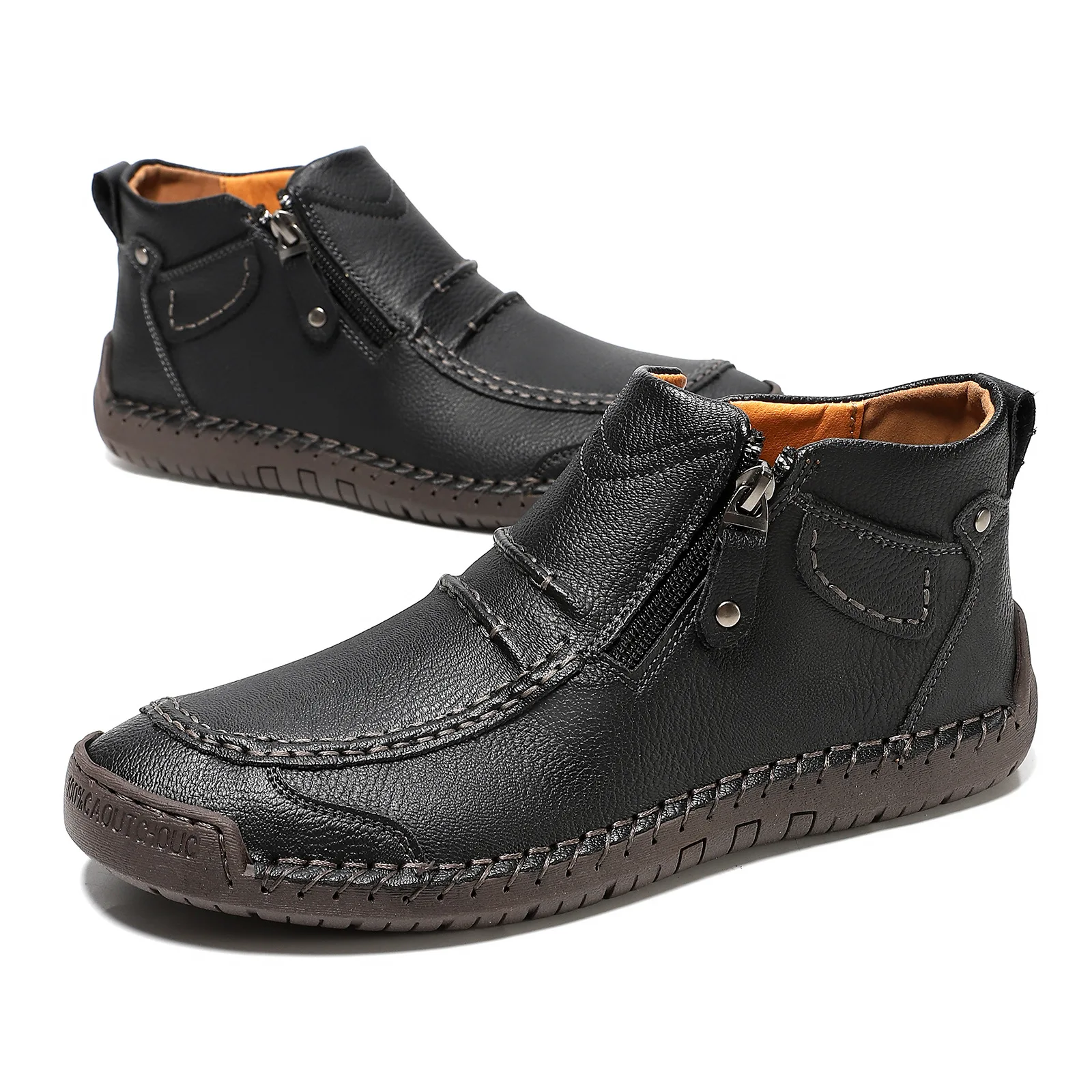 جديد الخريف اليدوية جلد الرجال الأحذية في الهواء الطلق تصميم أحذية رياضية رجل تنفس أحذية من الجلد عادية الرجال حذاء من الجلد الخريف حجم كبير