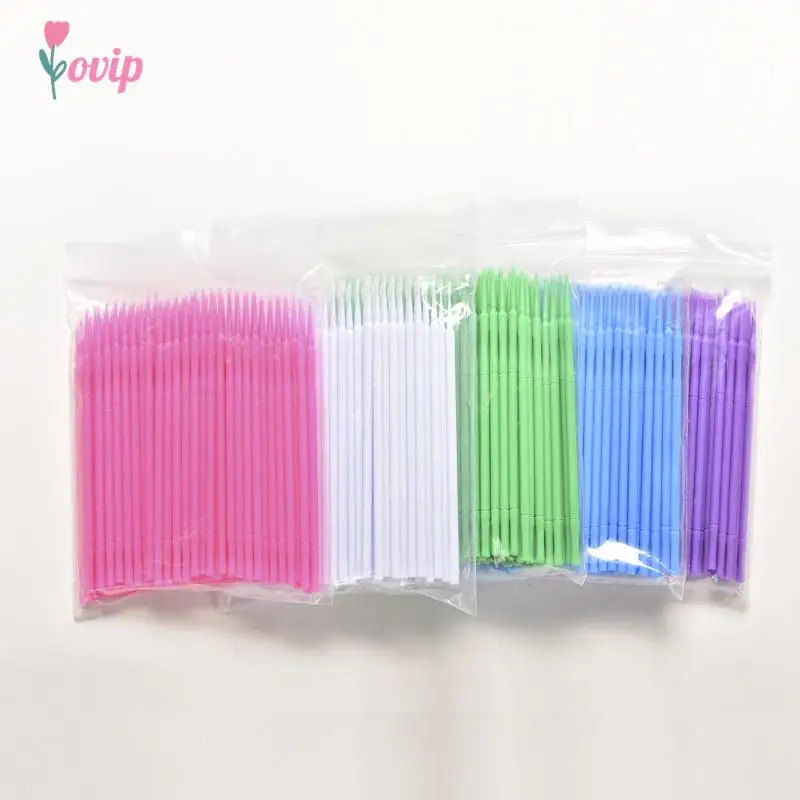 100 Pcs/Pack Lint Disposable Makeup Brushes Eyelash Extension Individual Lash Removing Tools Swab Micro Brush Beauty Tools