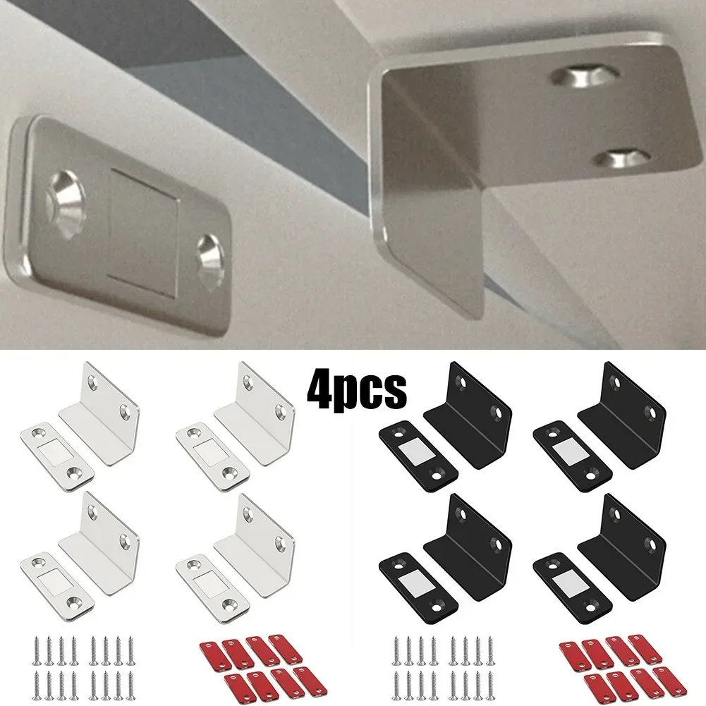 4Pcs Strong Magnetic Door Closer Furniture Cabinet Wardrobes Cupboard Magnet Door Latch With Screw/Sticker L Shaped Ultra Thin H