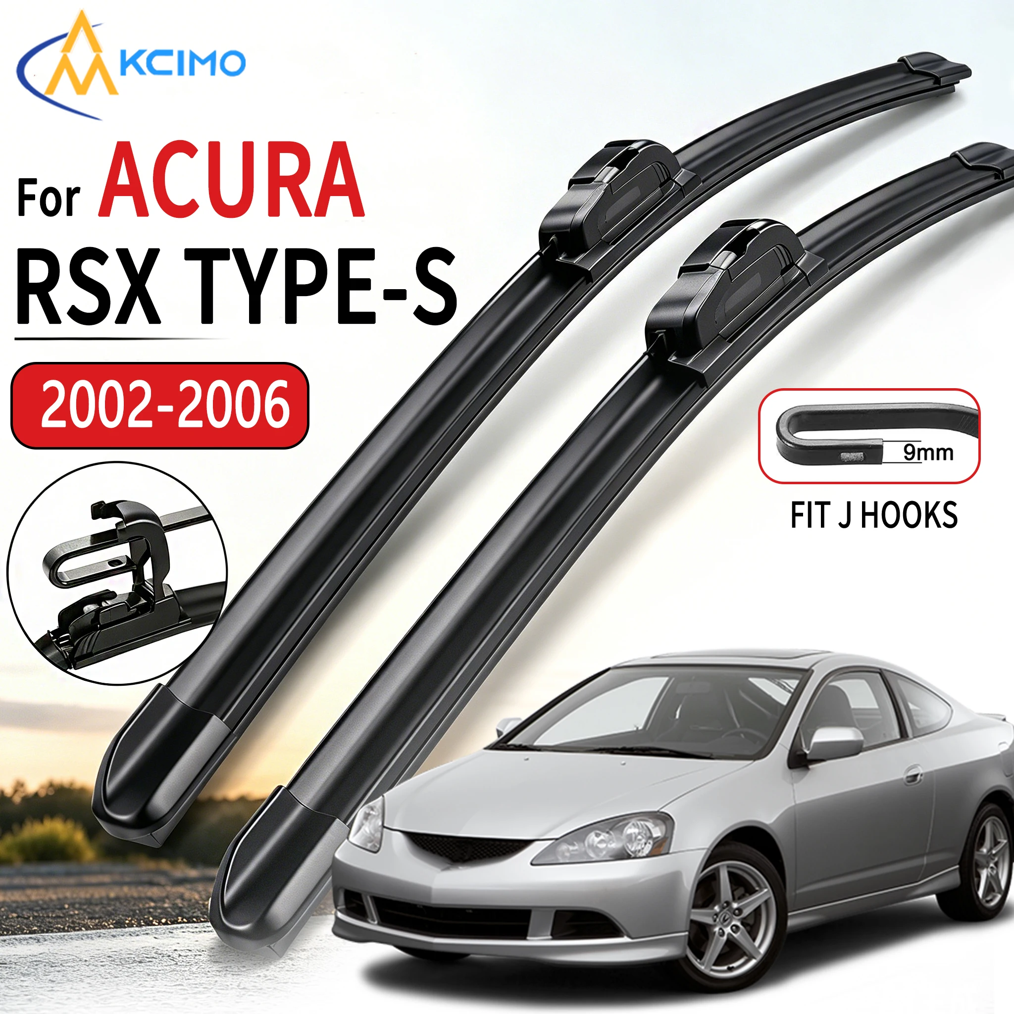 

For Acura RSX Type-S DC5 2002-2006 2Pcs Car Front Wiper U-Shape Soft Rubber Boneless Wiper HD Silent Durable Wiper 24"+20"