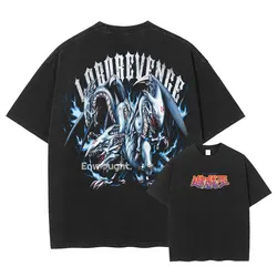 Yu Gi Oh T Shirt Anime Manga Vintage Washed Tops Tees Dark Magician Girl Yuugi Kaiba Seto Oversized DTG Short Sleeve T-shirt Man