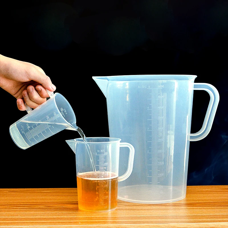 Vaso de medición de plástico transparente para cocina, vaso de Laboratorio de Ciencia, libro de texto de oficina, Escala de capacidad de