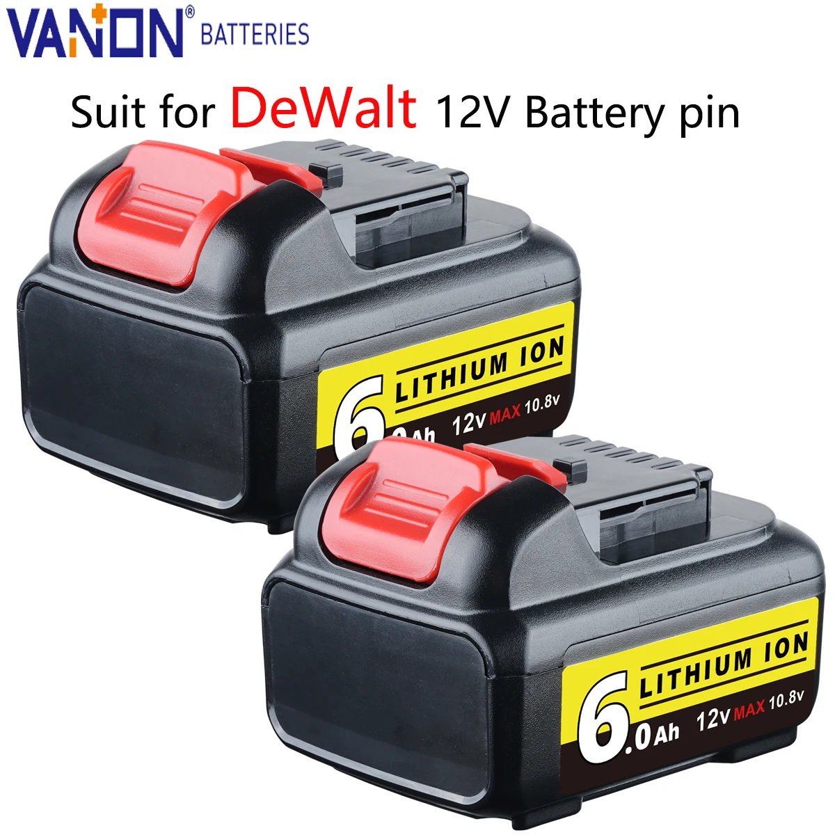 

VANON 2 упаковки DCB120 6,0 Ач 12 В литий-ионная батарея замена для DeWalt DCB121 DCB122 DCB123 DCB124 DCB125 DCB127 MAX штифт батареи