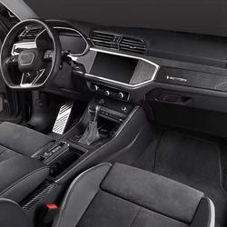 FOR Audi Q3 2019 -2022 Car Carbon fiber style Console Gear Shift Frame Cover Trim Interior accessories  Auto Integral interior