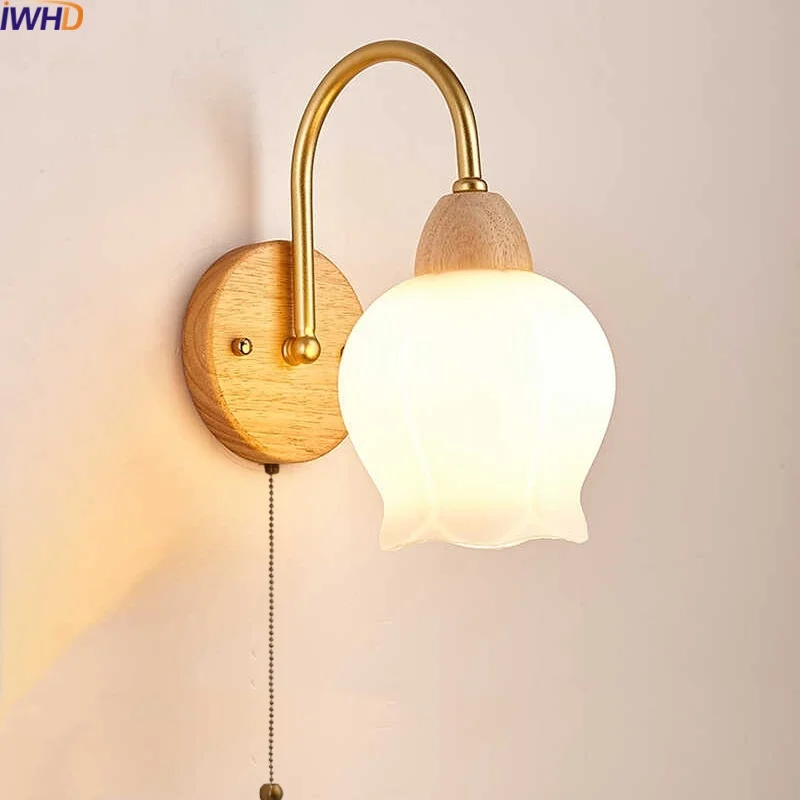 IWHD Nordic Modern LED Wall Lamps Home Decor Lighting For Living Room Bathroom Bar Pull Chain Switch Stair Light Fixtures Abajur