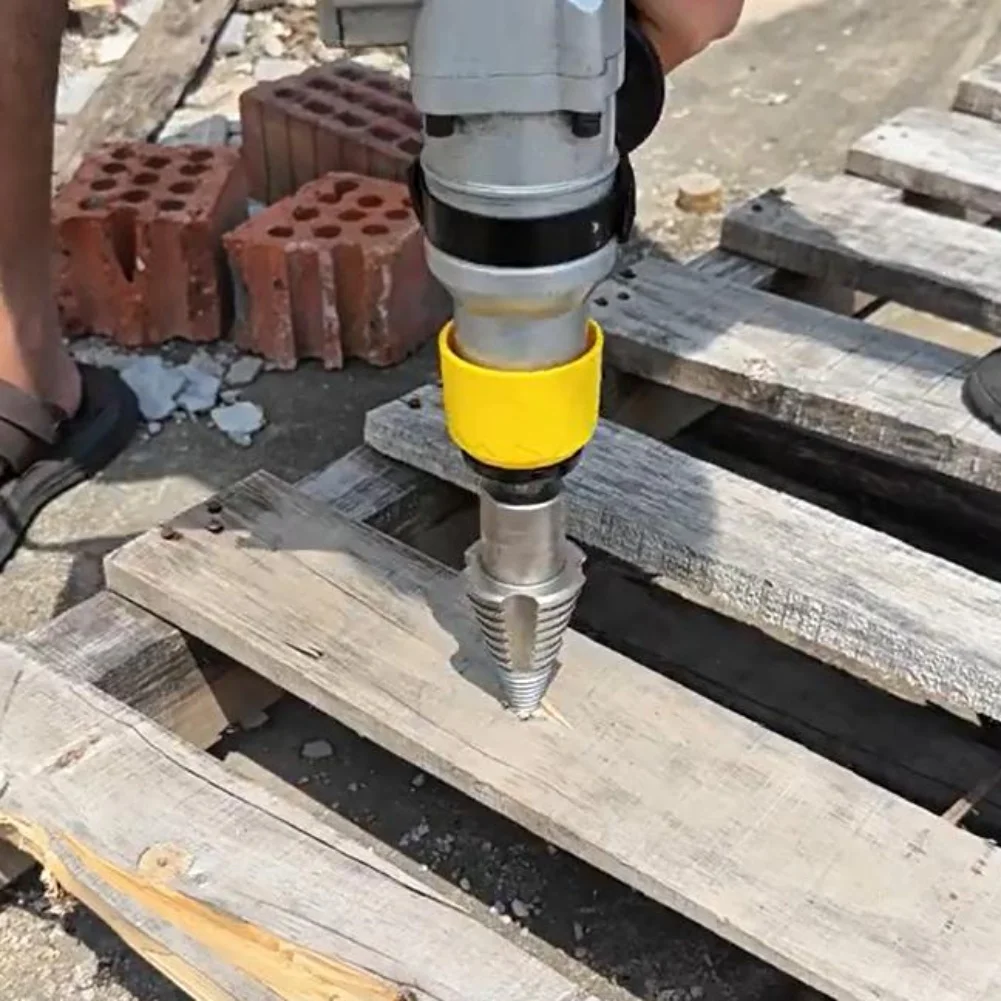 Punta da trapano per spaccalegna SDS Punta da trapano a cono per legno con codolo quadrato rotondo Cacciavite per legna da ardere Punta da trapano Strumento per la lavorazione del legno