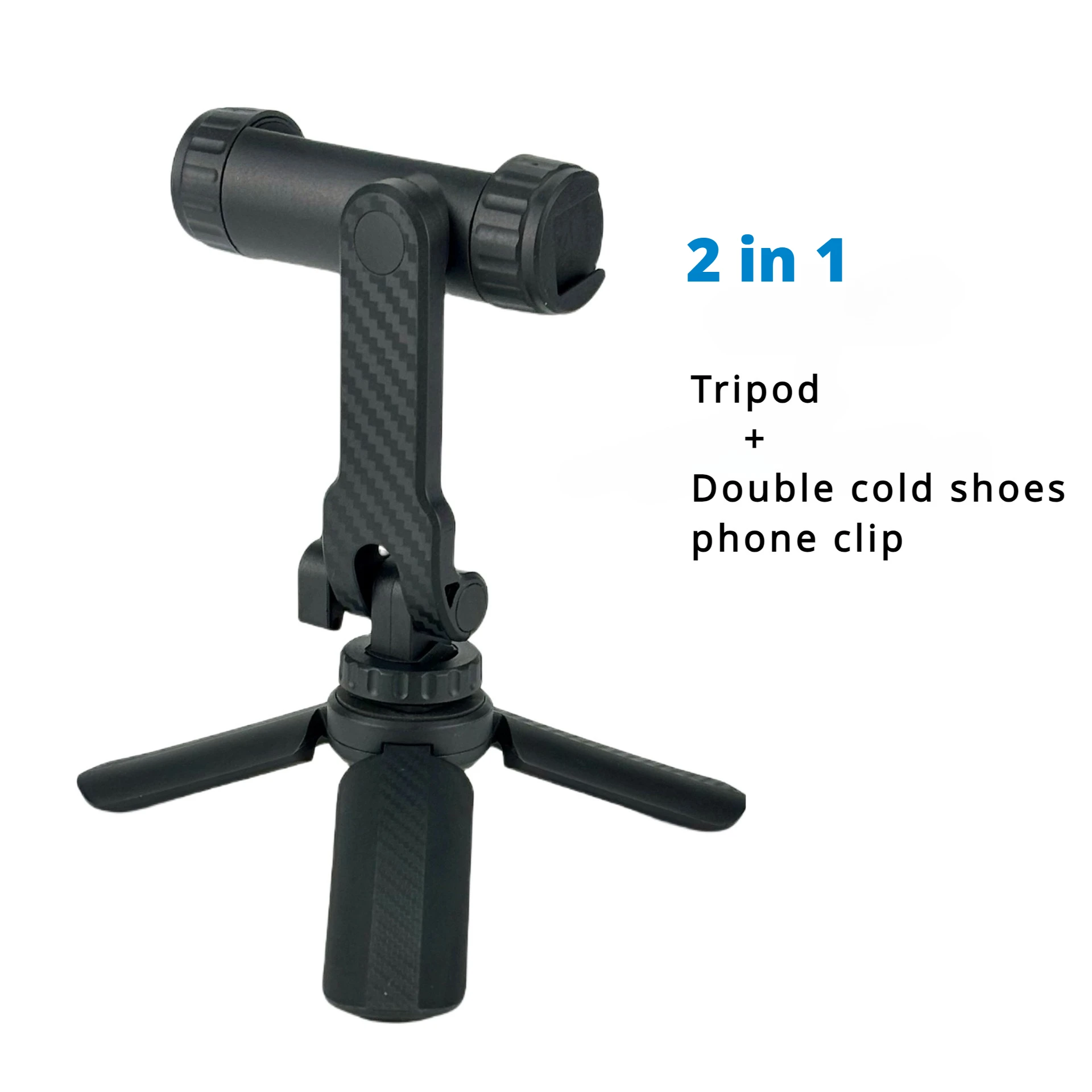 Multi-functional 360° Rotatable with Dual Cold Shoe Moun Phone Holder Phone Tripod Mount for Smartphone Vlog Selfie Live Stream