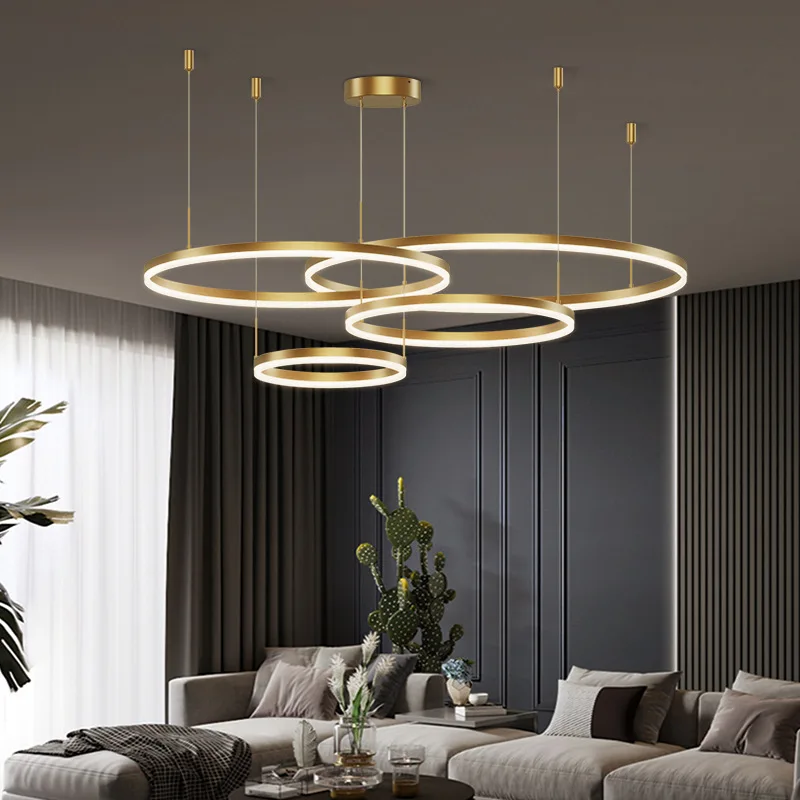 Imagem -06 - Modern Led Pendant Light Circular Ring Chandelier Sala de Estar Sala de Jantar Quarto Hotel Interior Home Decor Iluminação Luminária Brilho