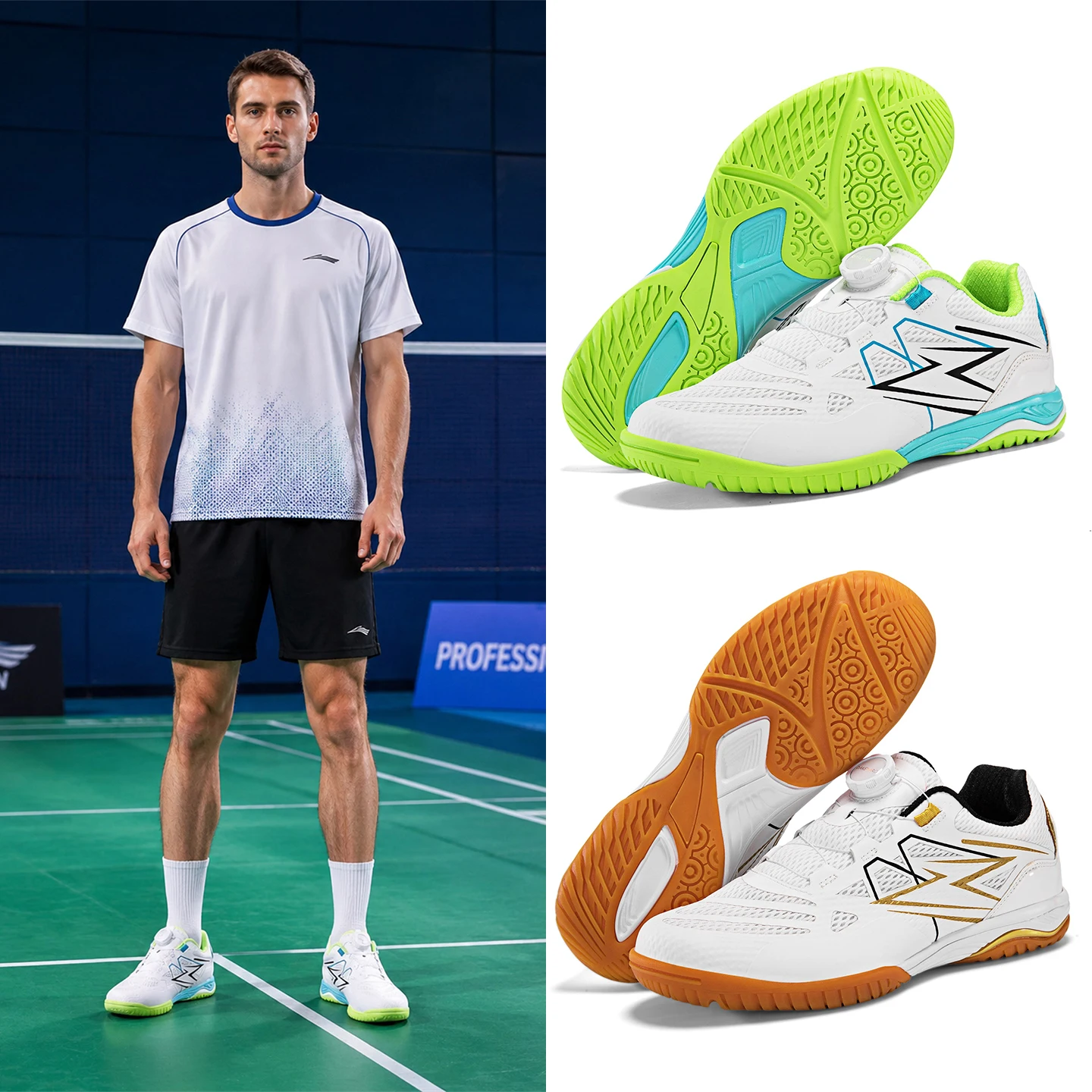 Herren Badmintonschuhe BOA Drehverschluss Atmungsaktives Mesh Rutschfeste Sohle Leicht Indoor Tennis Tischtennis Sportschuhe – Detail 1