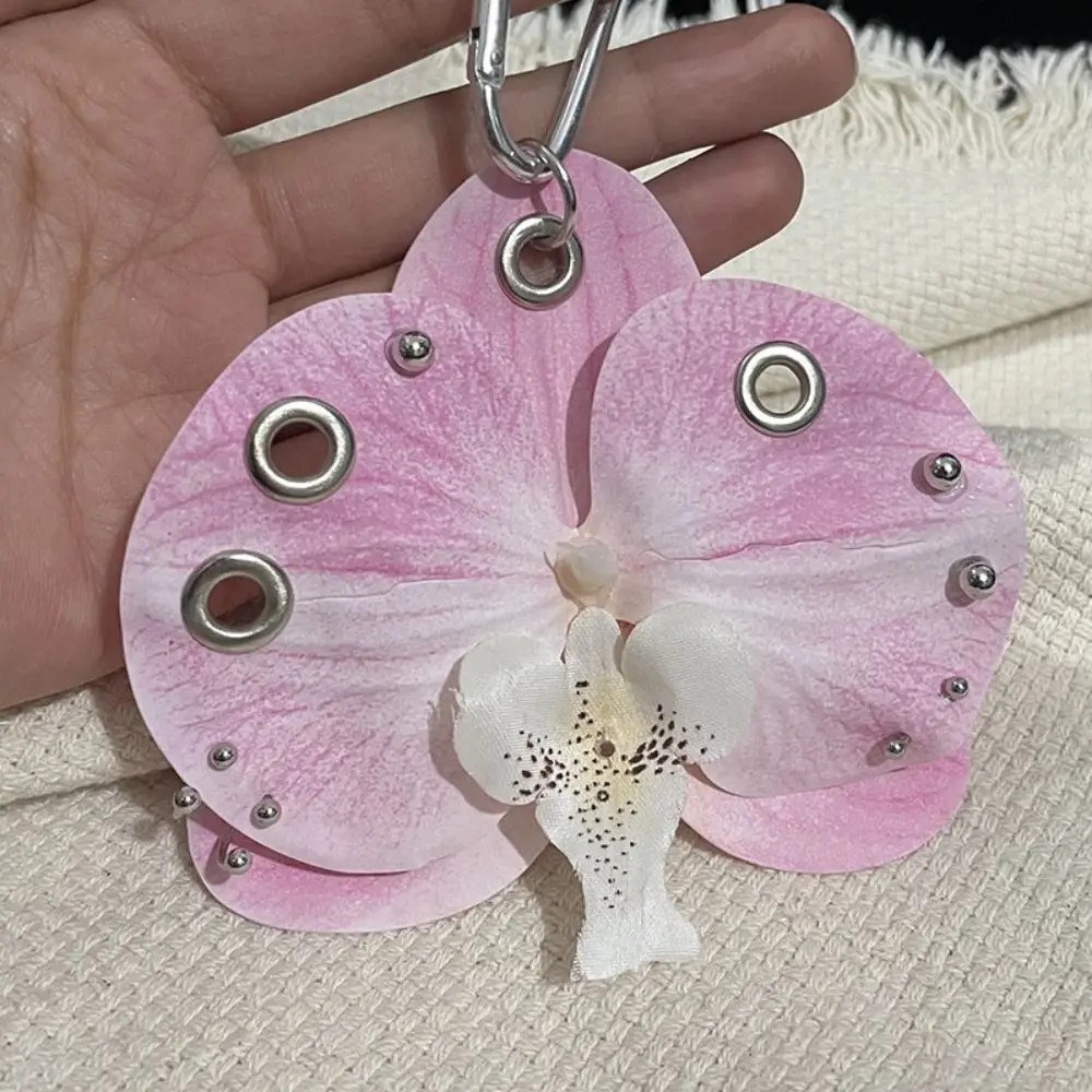 Phone Charms Phalaenopsis Orchid Keychain Keychains Elegant Imitation Flower Pendant Keyring Fashion Bag Pendant Gift Jewelry