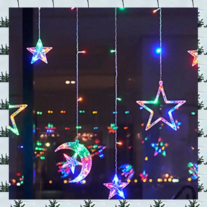 

ABLG Christmas Moon Star Window Fairy String Lights USB & Battery Powered String Lights For Indoor Window Bedroom