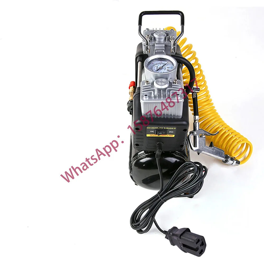 Picture 3: 12V/220V Dual-Purpose Fully Automatic Double Cylinder Small Portable Air Pump Vehicle Air Compressor Tire Inflator