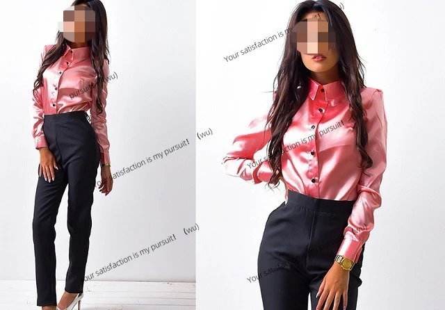 ZOCI-women's shirts, spring and autumn new clothes, girls' satin shirts, long-sleeved button-down tops