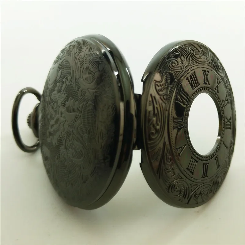 นาฬิกาควอทซ์แกะสลักแบบวินเทจสุดหรูสำหรับผู้ชายเคสสลักลายเลขโรมันสร้อยคอสายโซ่นาฬิกาสำหรับผู้ชายของขวัญคอลเลกชัน