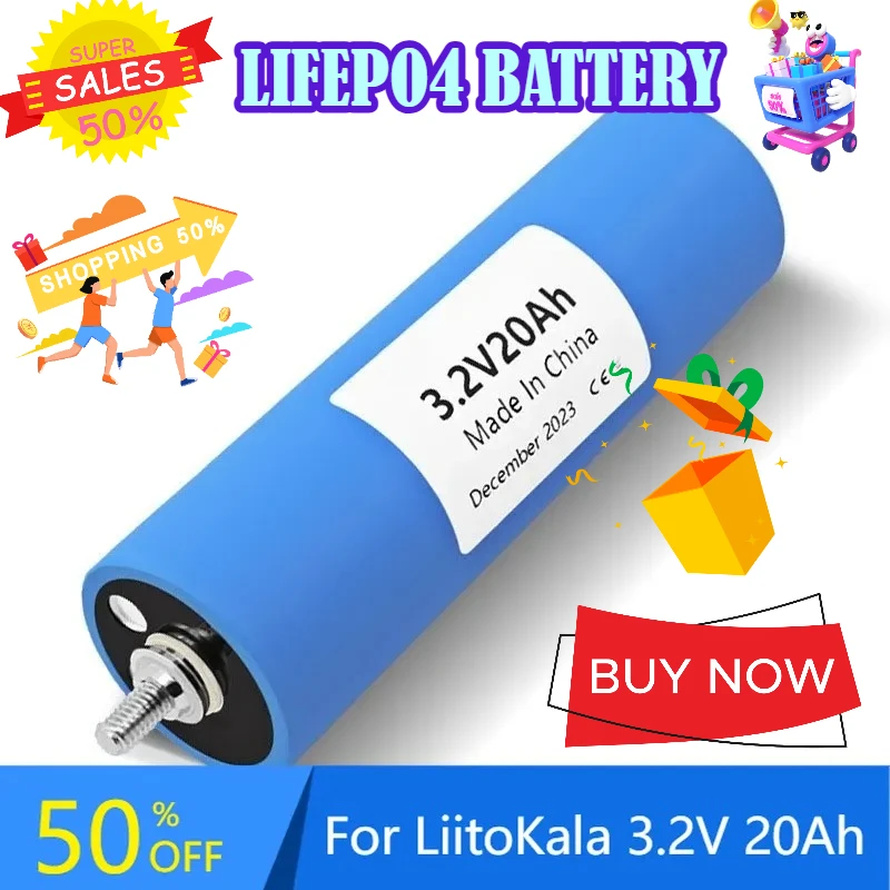 

3.2V 20Ah For LiitoKala Battery LiFePO4 Phosphate Cell for Using A Yacht RV Golf Cart Batteries