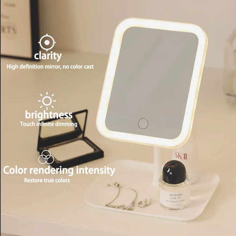 LED makeup mirror intelligent adjustable three color flat makeup mirror desktop fill mirror adjustable mirror