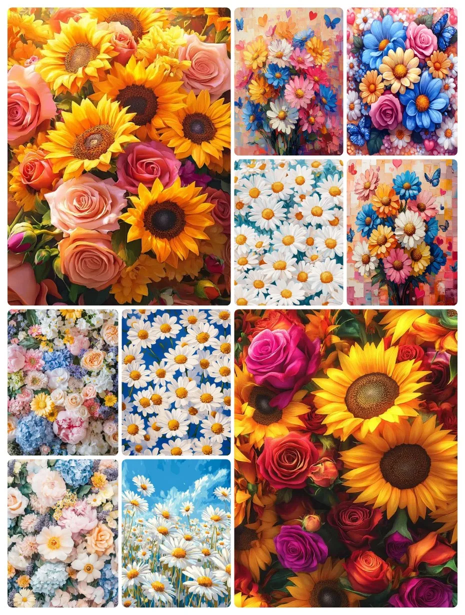 Diamantmalerei Bunte Blumen Mosaik Handgemachtes Kunstwerk Vollrunde/quadratische Diamanten Für Anfänger Exquisites Geschenk Heimdekoration