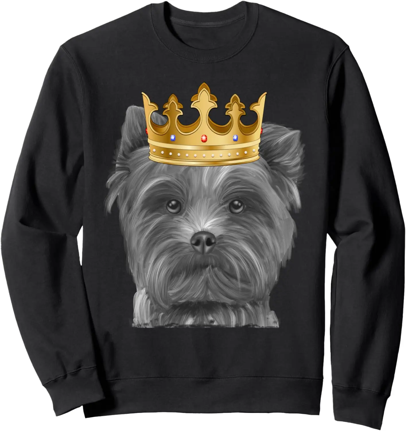 Yorkshire Terrier Dog Wearing A Crown Sweatshirt