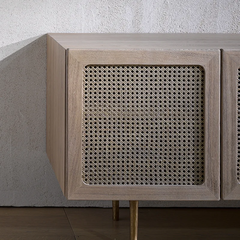 

Rattan TV cabinet, creative living room, furniture Nordic, modern simple solid wood