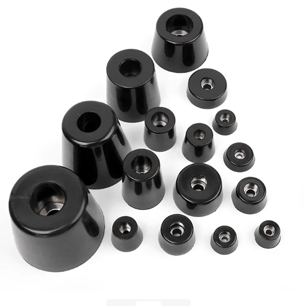 Shock-Absorbing Anti Slip Furniture Foot Pad Table and Chair Leg Protection Furniture Hardware Black Rubber Foot Pad 11mm-50mm