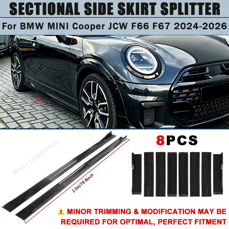 For BMW MINI Cooper JCW F66 F67 2024-2026 Side Skirts Extension Rocker Panel Splitter 78.7" ABS Plastic Body Kit Tuning 2025