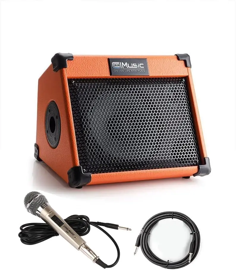 20W Acoustic Guitar Amplifier with Bluetooth, Reverb, Chorus, 3-Band EQ, Includes Mic and Audio Cable