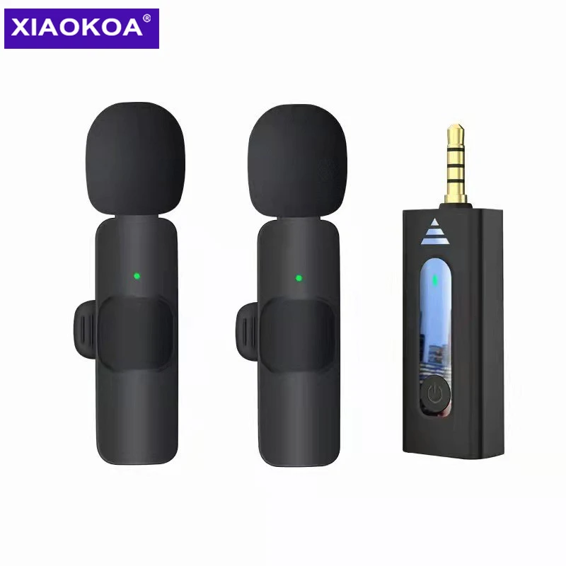 XIAOKOA Lavalier Wireless microphone 2 In 1 Rechargeable Outdoor Live amplify microphone AUX Connection mode  for meeting