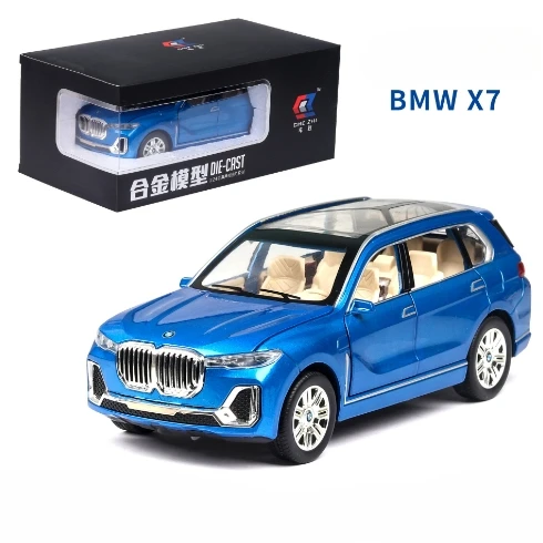 1:24 BMW X7 SUV Car Model Die-cast Vehicles Alloy Toy Simulation With Six Doors Opened Sound ＆Light Car Toy Gifts For Children